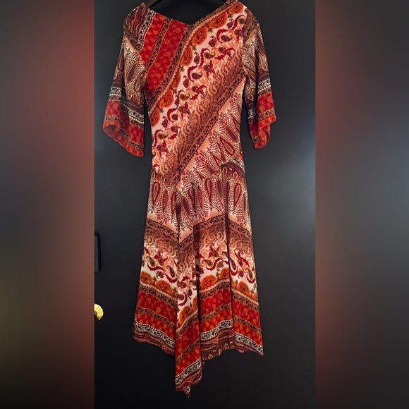 Vintage Y2K Asymmetrical Paisley Witchy Fairycore Whimsical Boho Flowy Dress - Picture 11 of 15